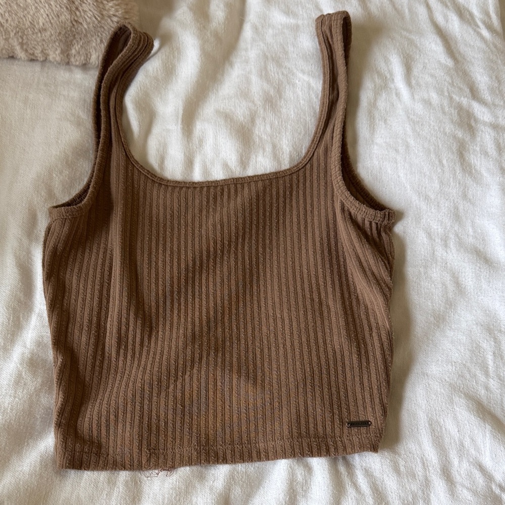 Hollister Brown Ribbed Tank Top